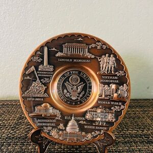 United States America Washington DC Commemorative Metal Plate 6" w/ stand
